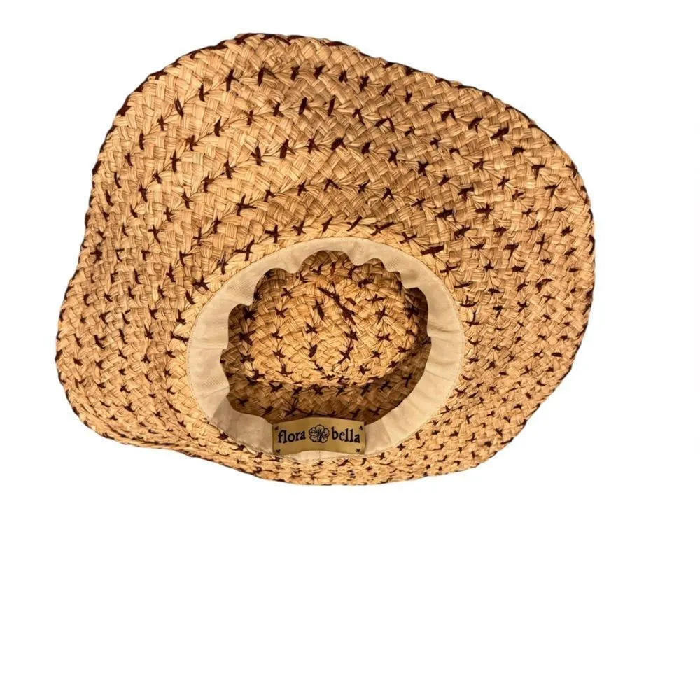 Florabella Crochet Raffia Hat in natural seashell trim Tan - Image 5