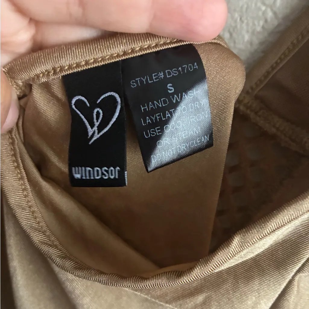 Windsor Tan Mesh Cut Outs One-Piece Bodysuit S - Image 12