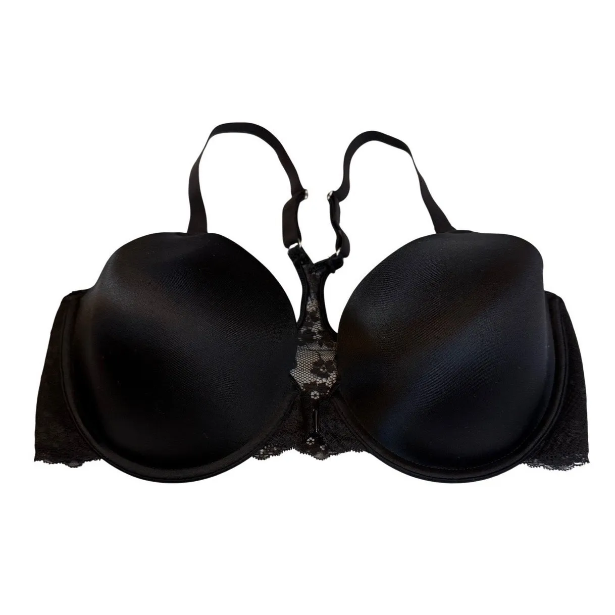 Maidenform Black Lace Trim Racerback Underwire Adjustable Straps Bra 36DD - Image 2