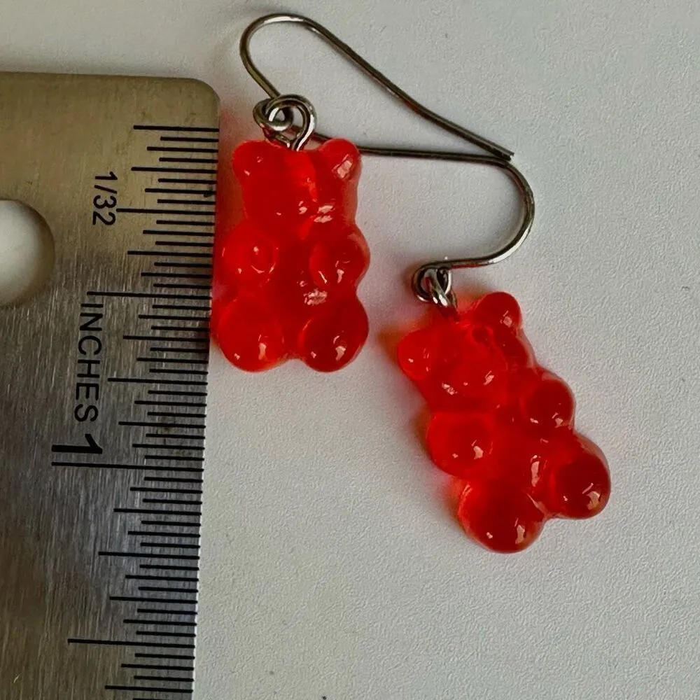 Red gummy bear earrings - Image 4