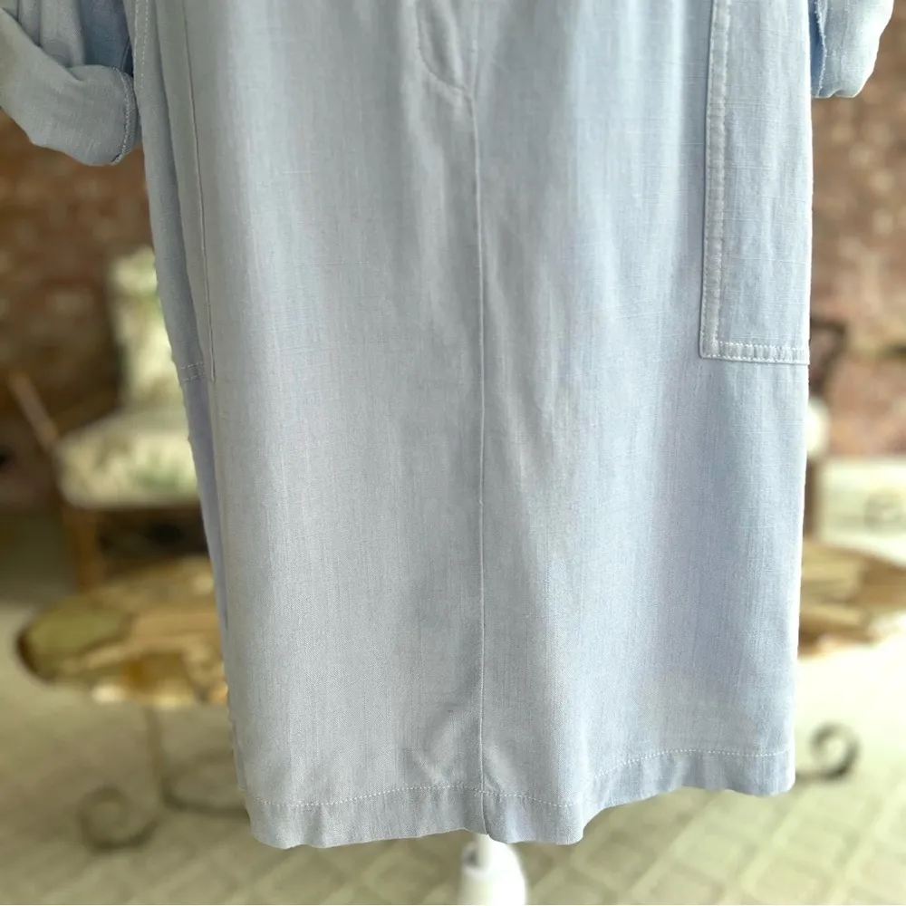 J. Jill Dress Lagenlook Linen Blend Shift Blue XS Casual Vacation Brunch Office - Image 6