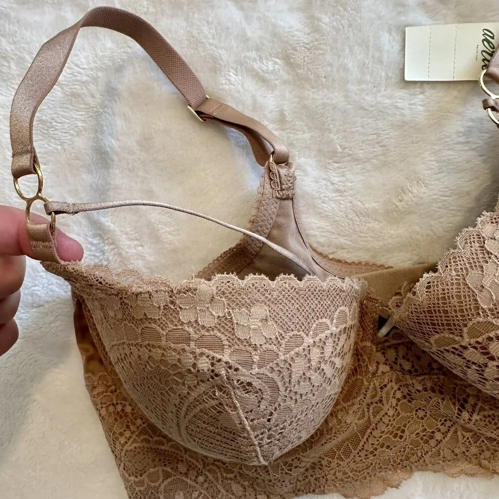 NWT Aerie Real Power Paisley Lace Strappy Balconette Bra - 36C - Image 4