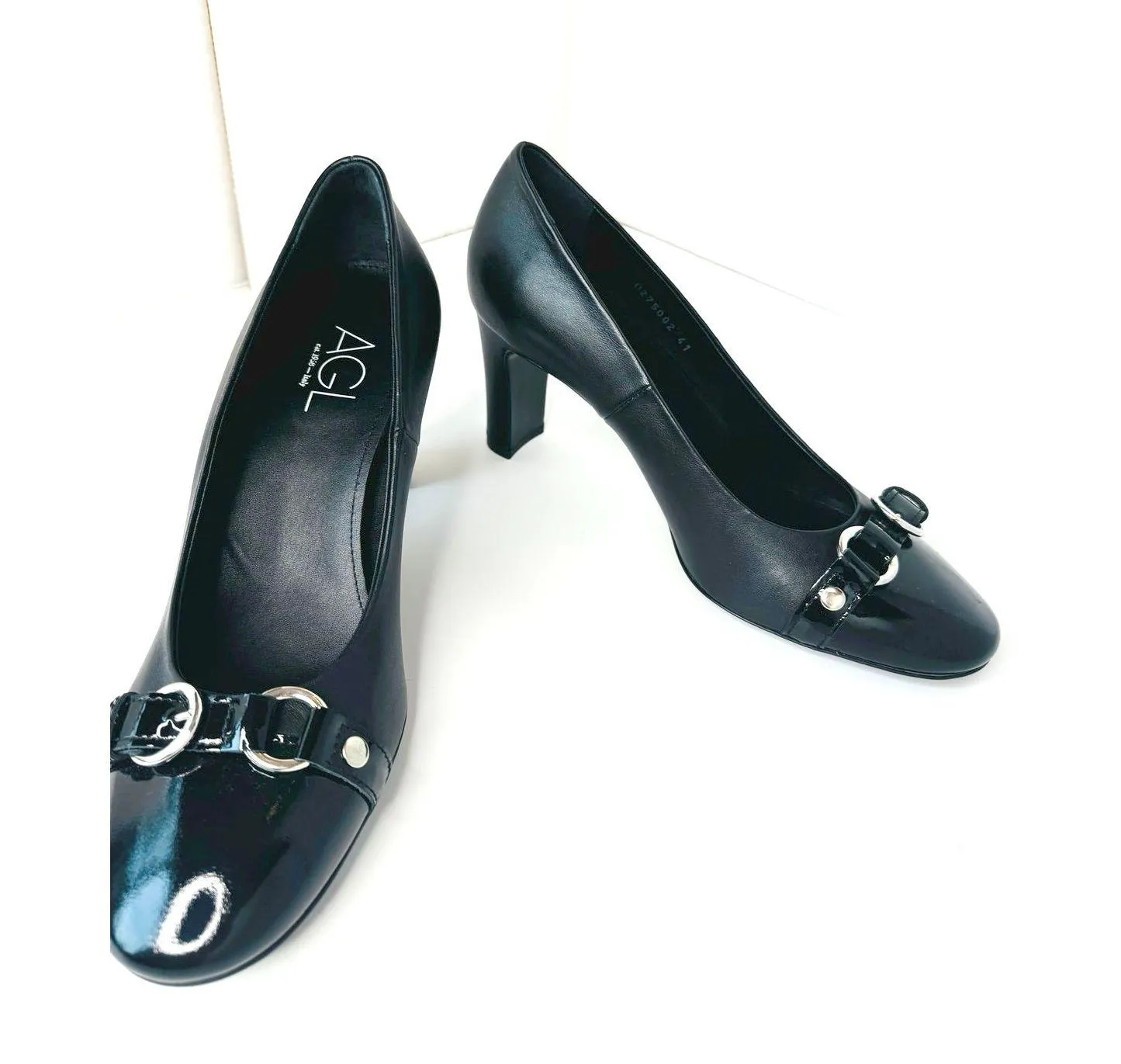 AGL Retro Irina Pump Black Leather Cap Toe Comfortable Dress Shoes Size 41 - Image 9