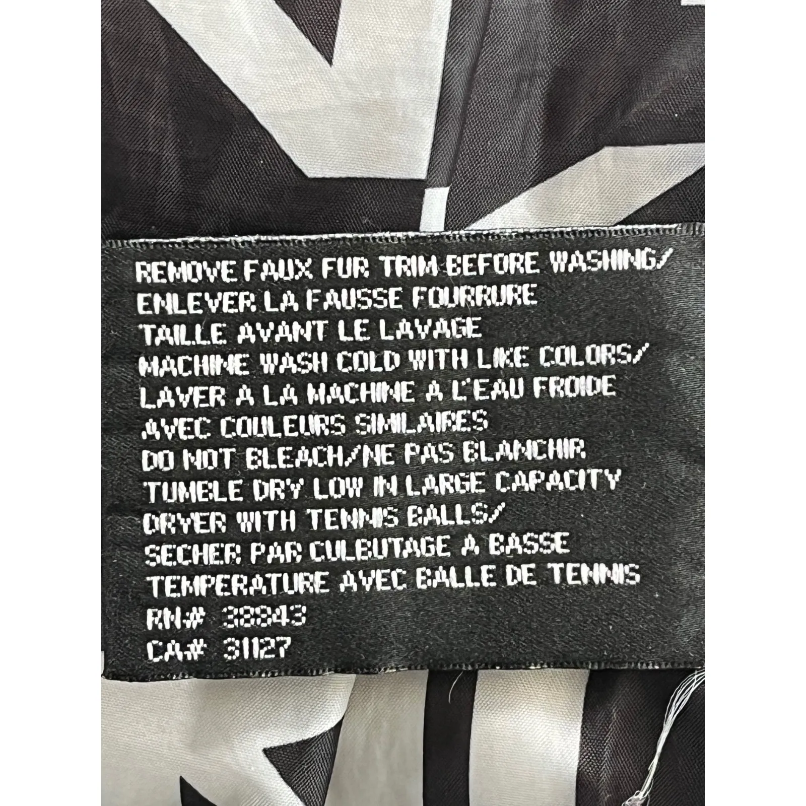 DKNY Down Puffer Coat Faux Fur Hood Black Women's Size S - Image 8