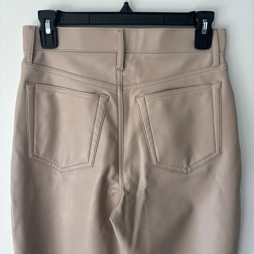 Abercrombie & Fitch The 90s Straight Ultra High Rise Vegan Faux Leather Pant Tan - Image 8