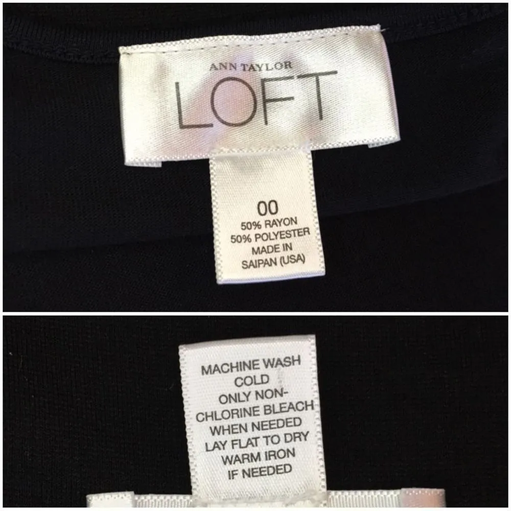 Loft  Ann Taylor Black Short Sleeve Faux Wrap Dress - Image 4