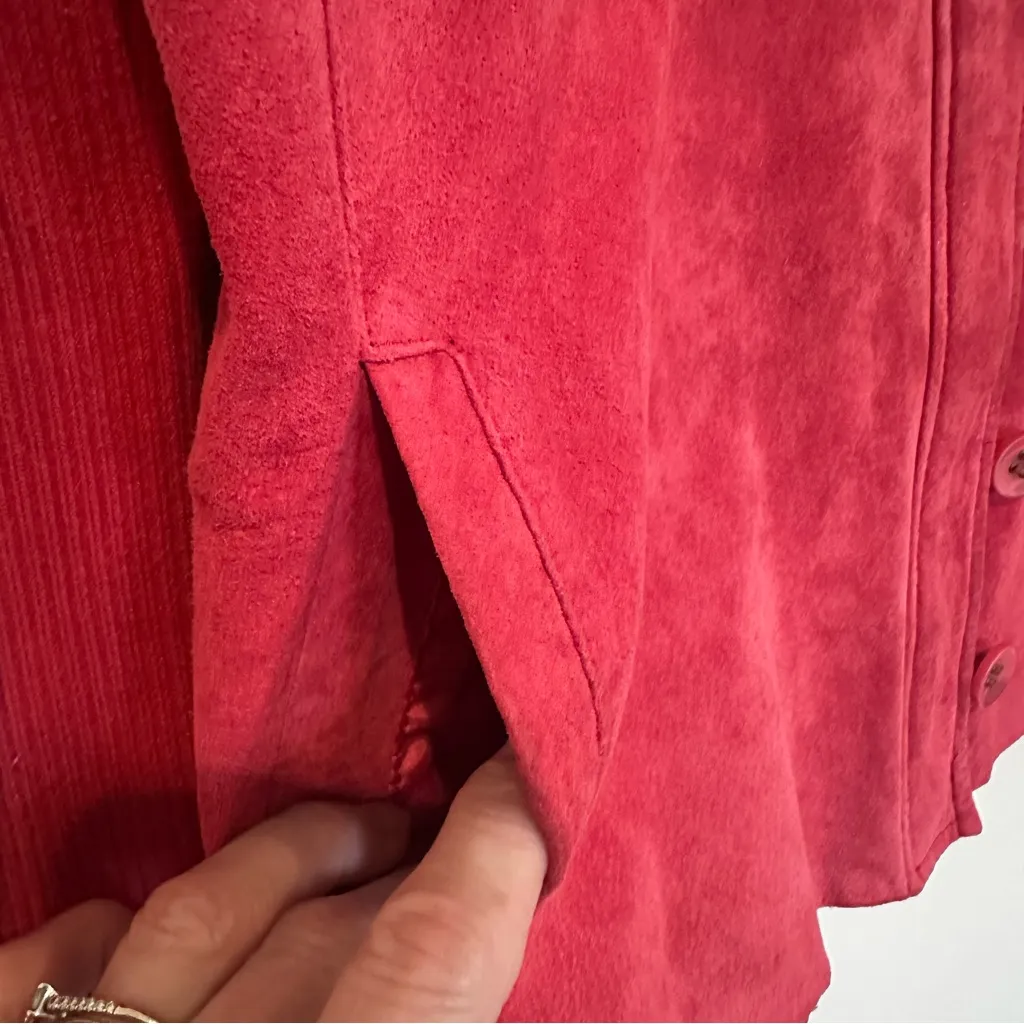Tehama Nancy Haley Suede Ribbed Knit Sleeves Jacket Women's Medium Fuchsia Pink - Image 6