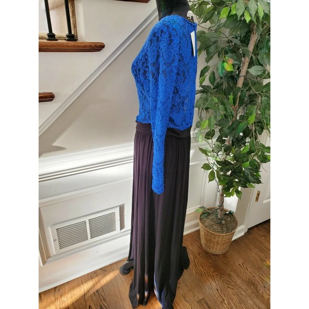 Boutique Sexy Diva Women Blue & Black Polyester Long Sleeve Long Maxi Dress M Size M - Image 7