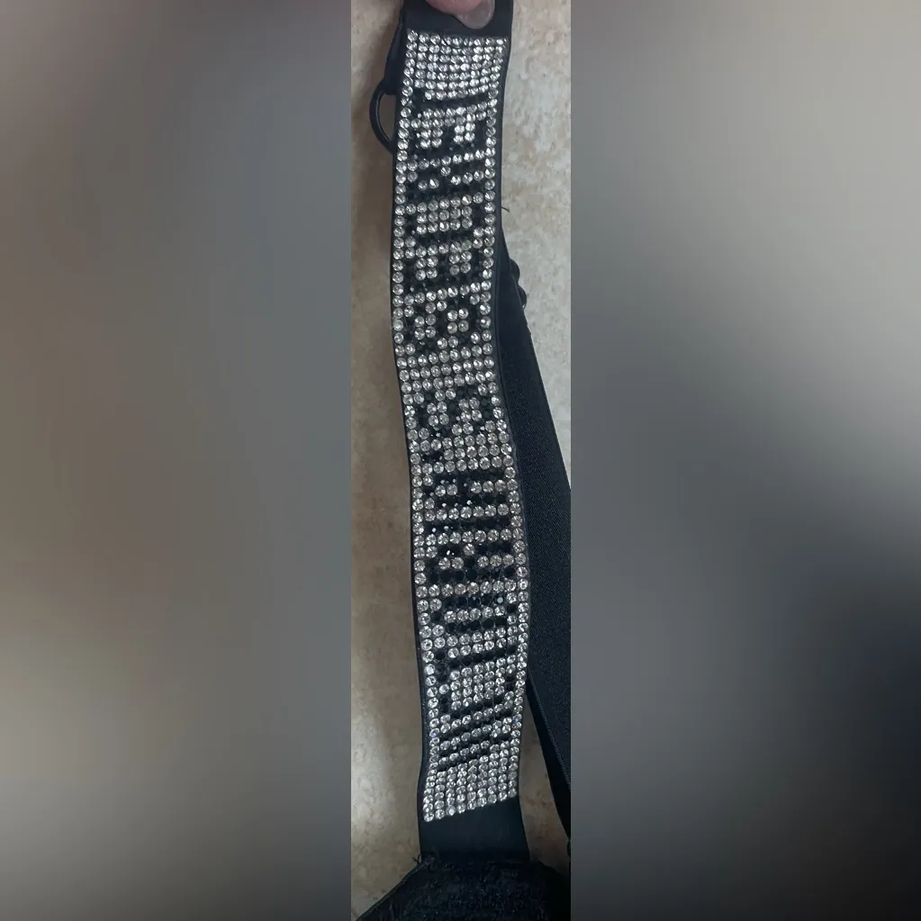 VS very sexy shine rhinestone logo strap lace wicked bra 34DD black leopard wire - Image 2