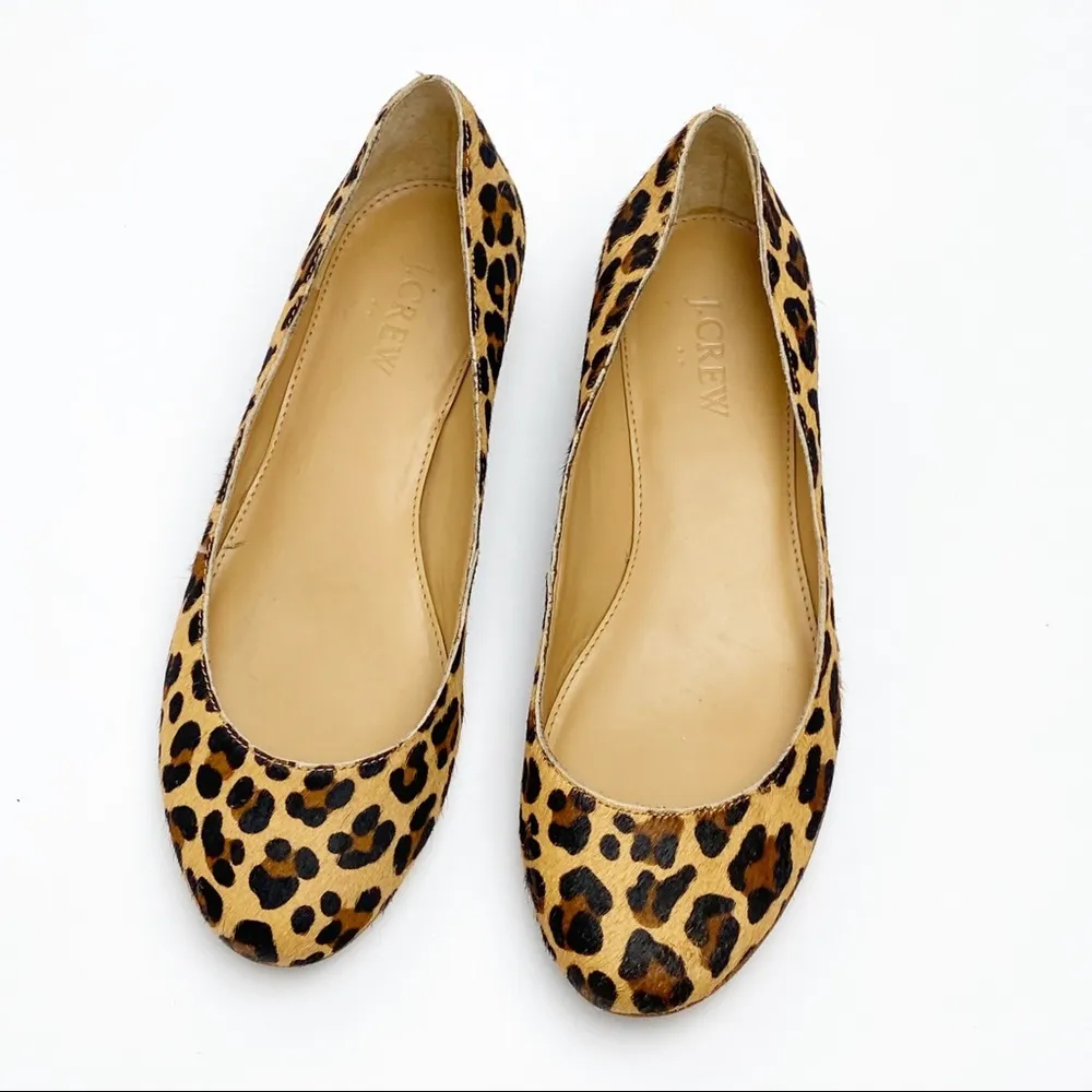 J. CREW Factory Animal Print Calf Hair Almond Toe Slip On Loafers, Size 6 - Image 7