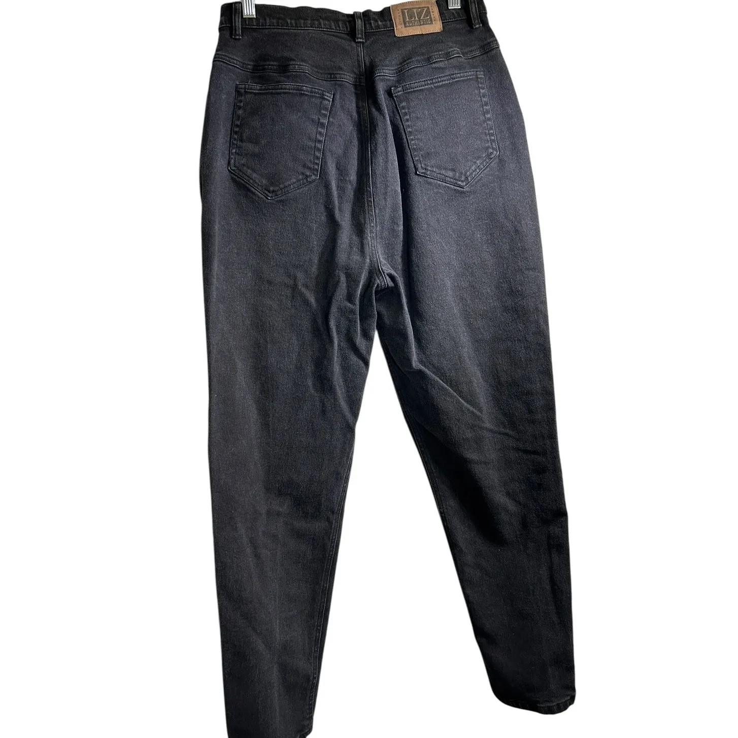 Vintage Liz Claiborne High Rise Black Tapered Plus Mom Jeans Cotton‎ Denim USA Size 14 - Image 2