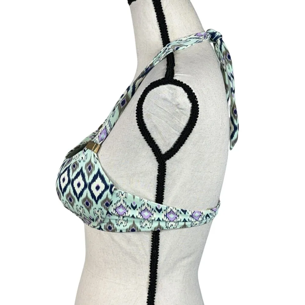 Victoria’s Secret SZ 32A Bikini Swim Top Ikat Molded Padded Cup Tie Halter Multi - Image 5