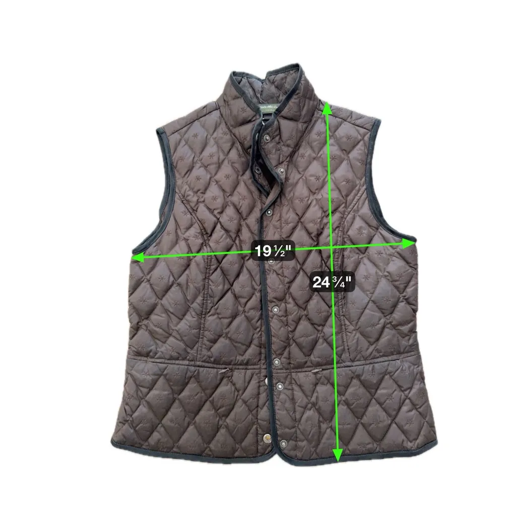 Eddie Bauer Brown Quilted Down 650 Button Down Vest | L - Image 5
