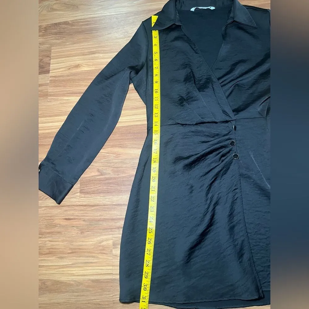 Zara Wrap Look Dress Black Size Xs - Image 5