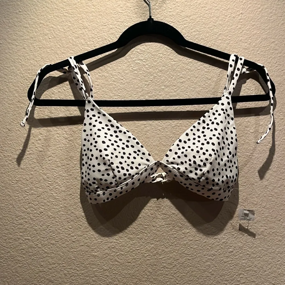 New Old Navy Polka Dot String Bikini Triangle Bikini Top Black White XS - Image 2