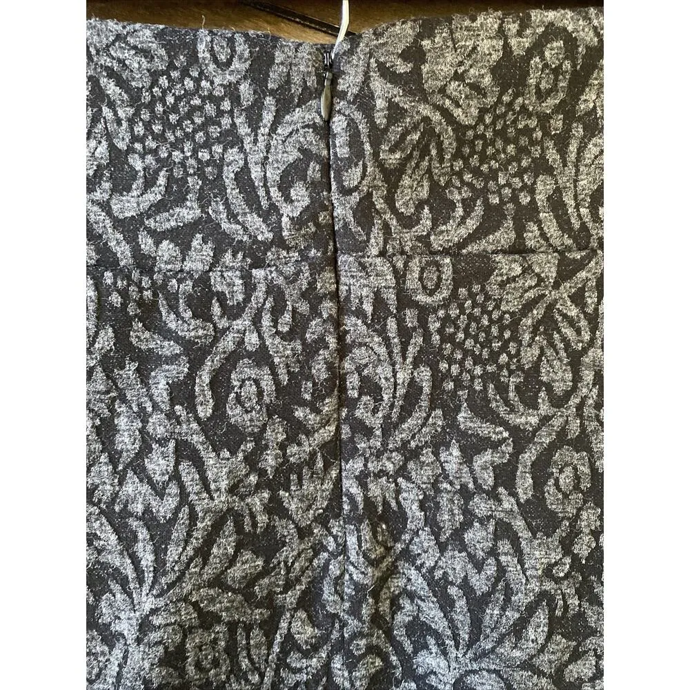 Loft Women's 10 Gray Fit‎ and Flare Gray Jaquard Skirt Corpcore Academia - Image 5