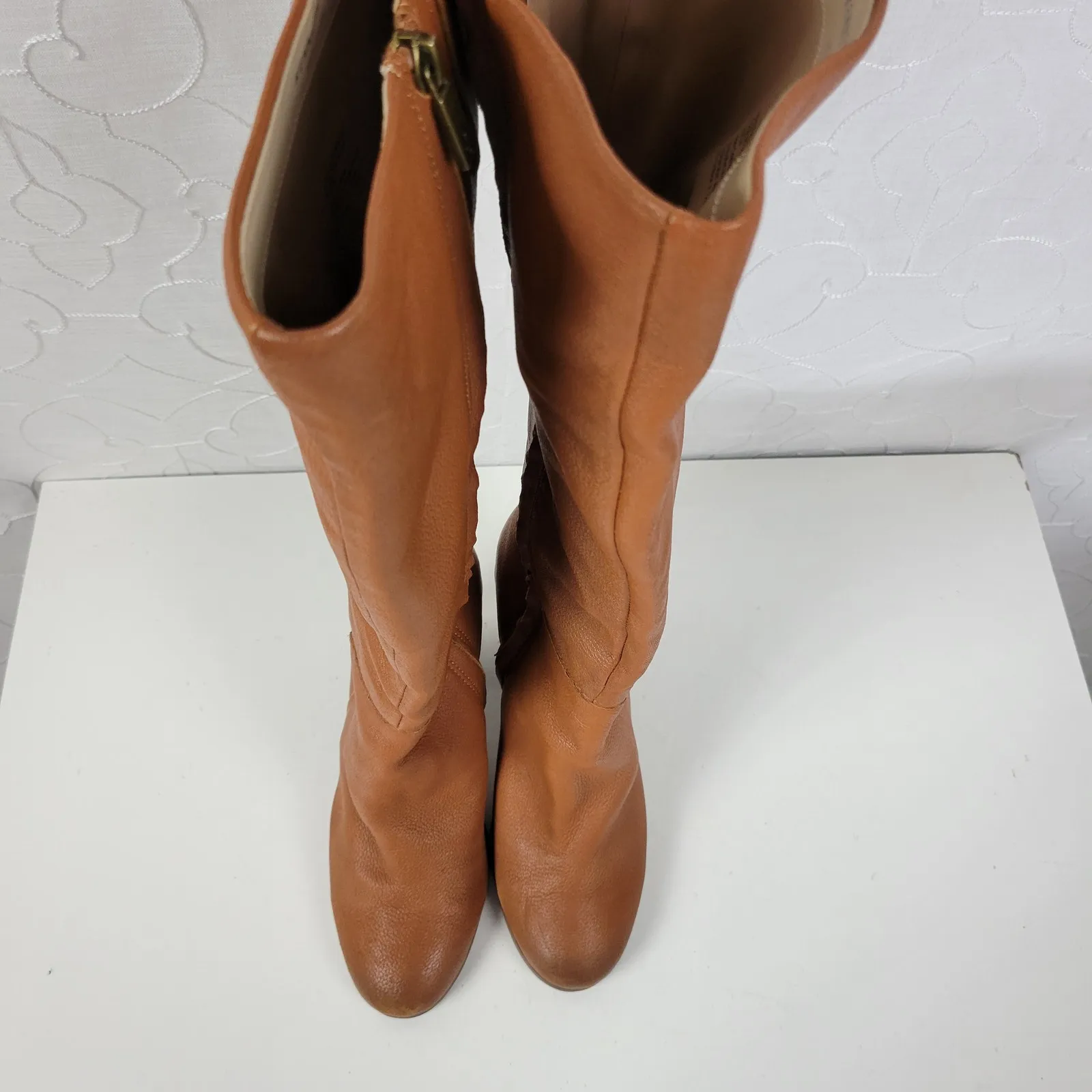 Kenneth Cole NY Justin Womens Boots Size 8.5 Cognac Leather Knee‎ High Round Toe Brown - Image 9