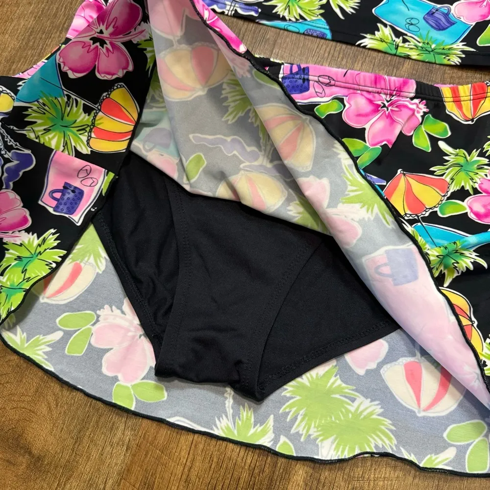 Kathy Ireland Womens Swim Set Sz 14 Tankini Skirt Floral Hawaiian Beach Print - Image 13