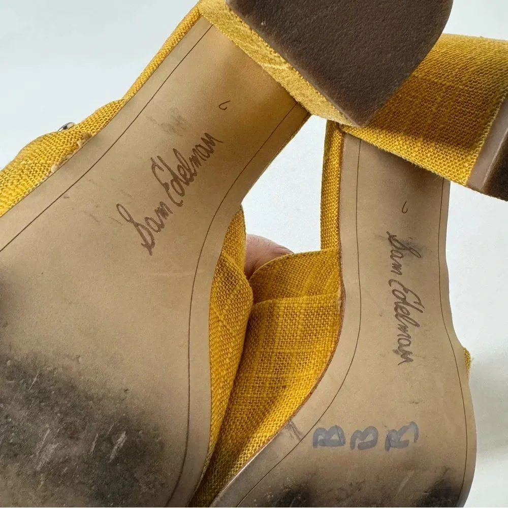 Sam Edelman Oda Mustard Yellow Knot Heels Shoe Size 7 - Image 5