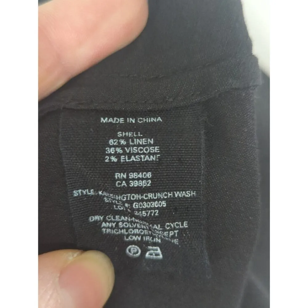 Theory Black V-Neck Sleeveless Linen Blend Narida Crunch Mini Flare Dress Size 6 - Image 8