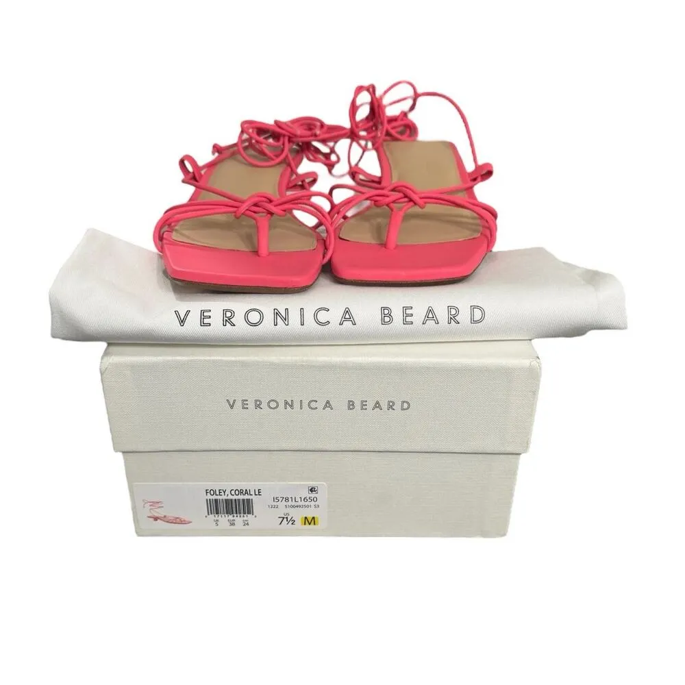 NIB! Veronica Beard Foley Ankle Wrap Strappy Sandal in Coral - Size 7.5 - Image 9