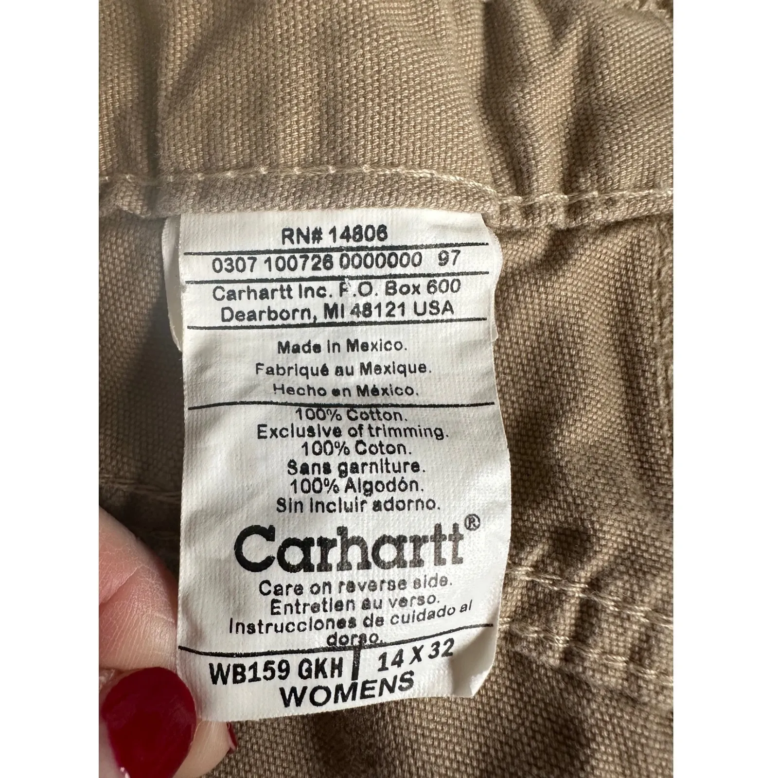 Carhartt  Women's Tan Canvas Cargo Work Pants Utility Carpenter Pockets Sz 14 - Image 9