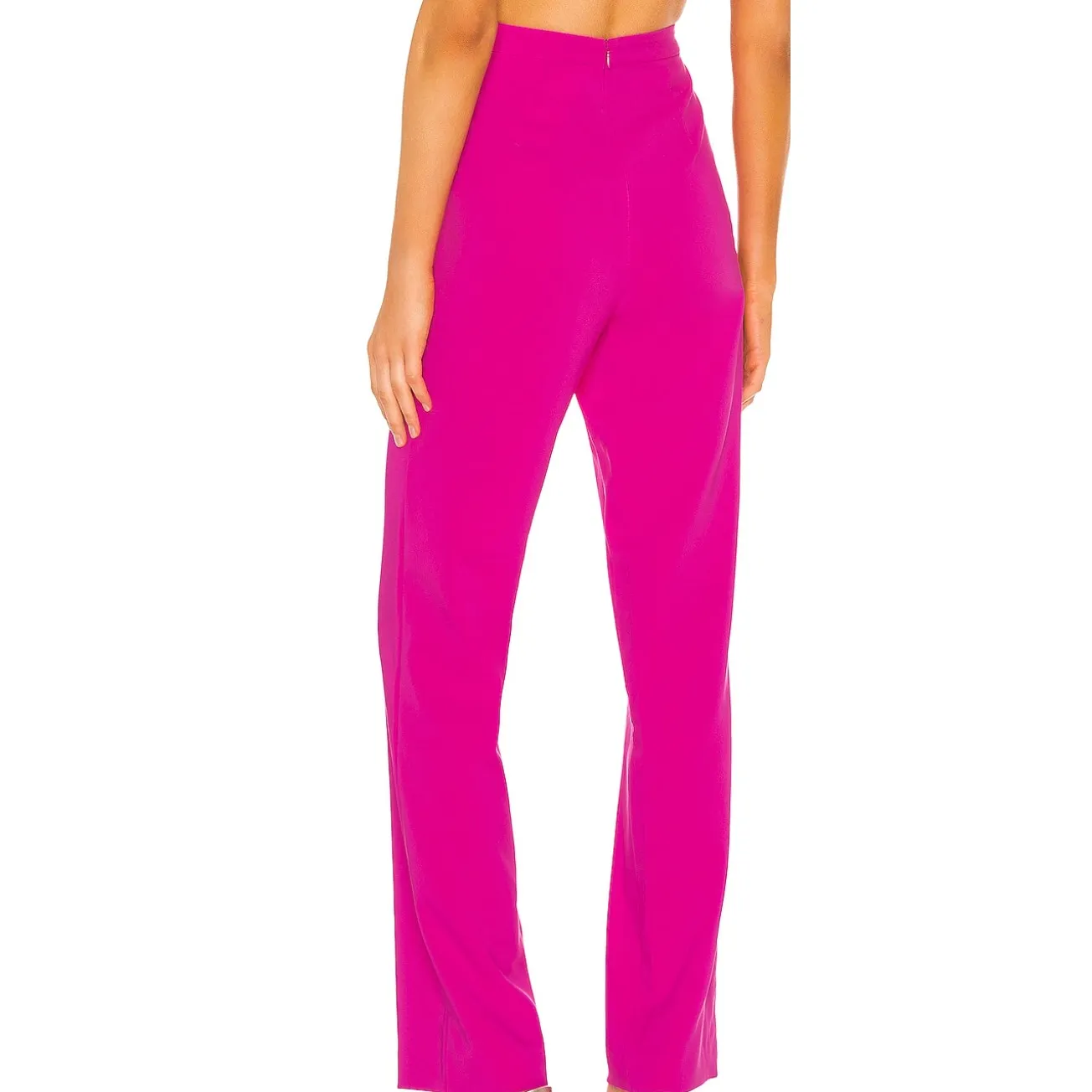 NBD Pink Wide Leg Dress Pants LARGE Magenta High Waist Trouser Designer $178 NEW - Image 3