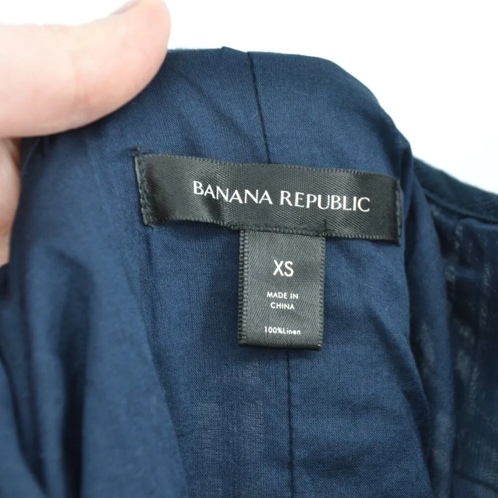 Banana Republic Check Tiered Maxi Dress Blue XS Sleeveless Cotton Gauze Plaid - Image 4