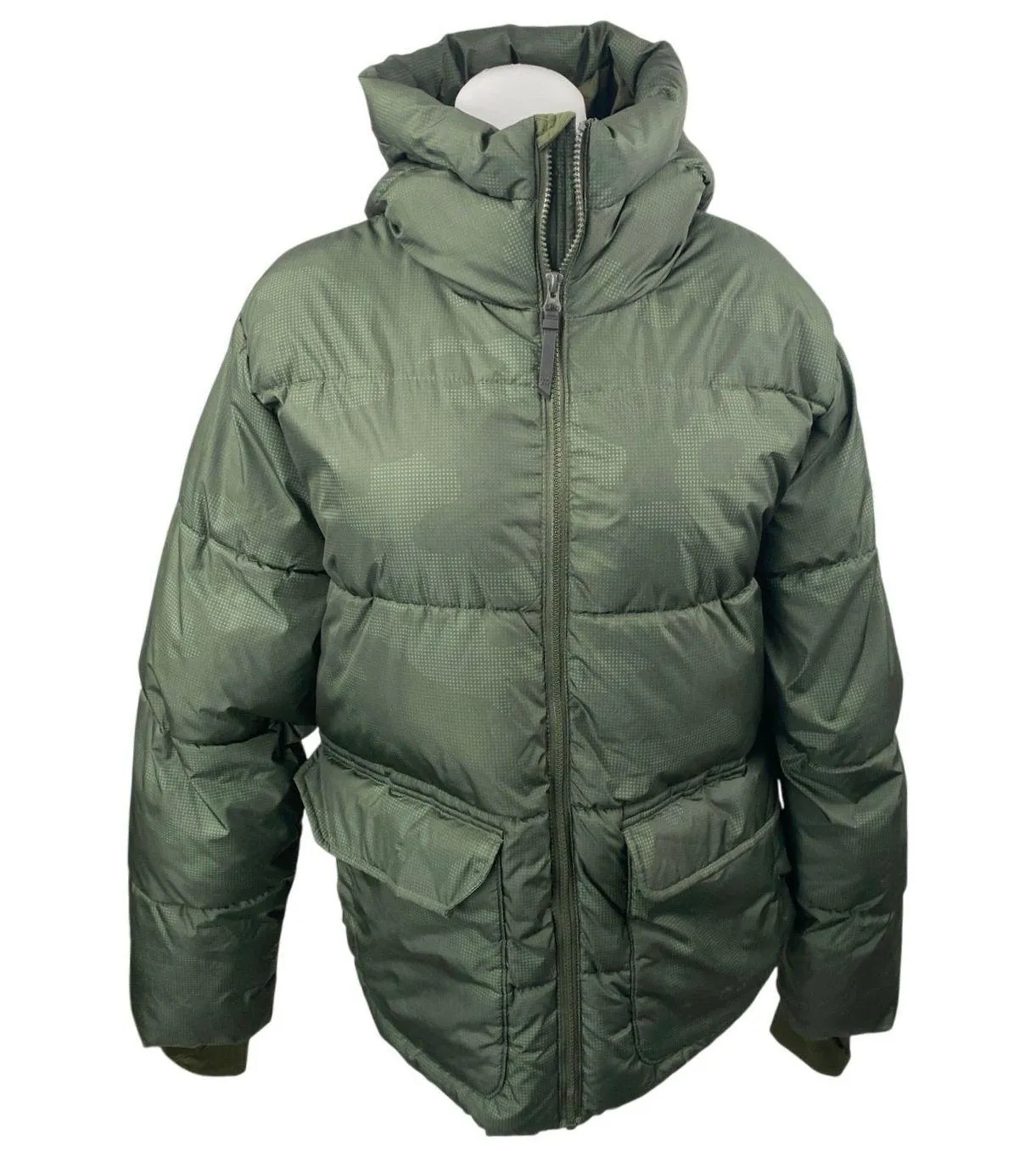 All in Motion Women's Olive Green Full Zip Hoodie Hooded Puffer Coat Jacket Sz M - Image 1