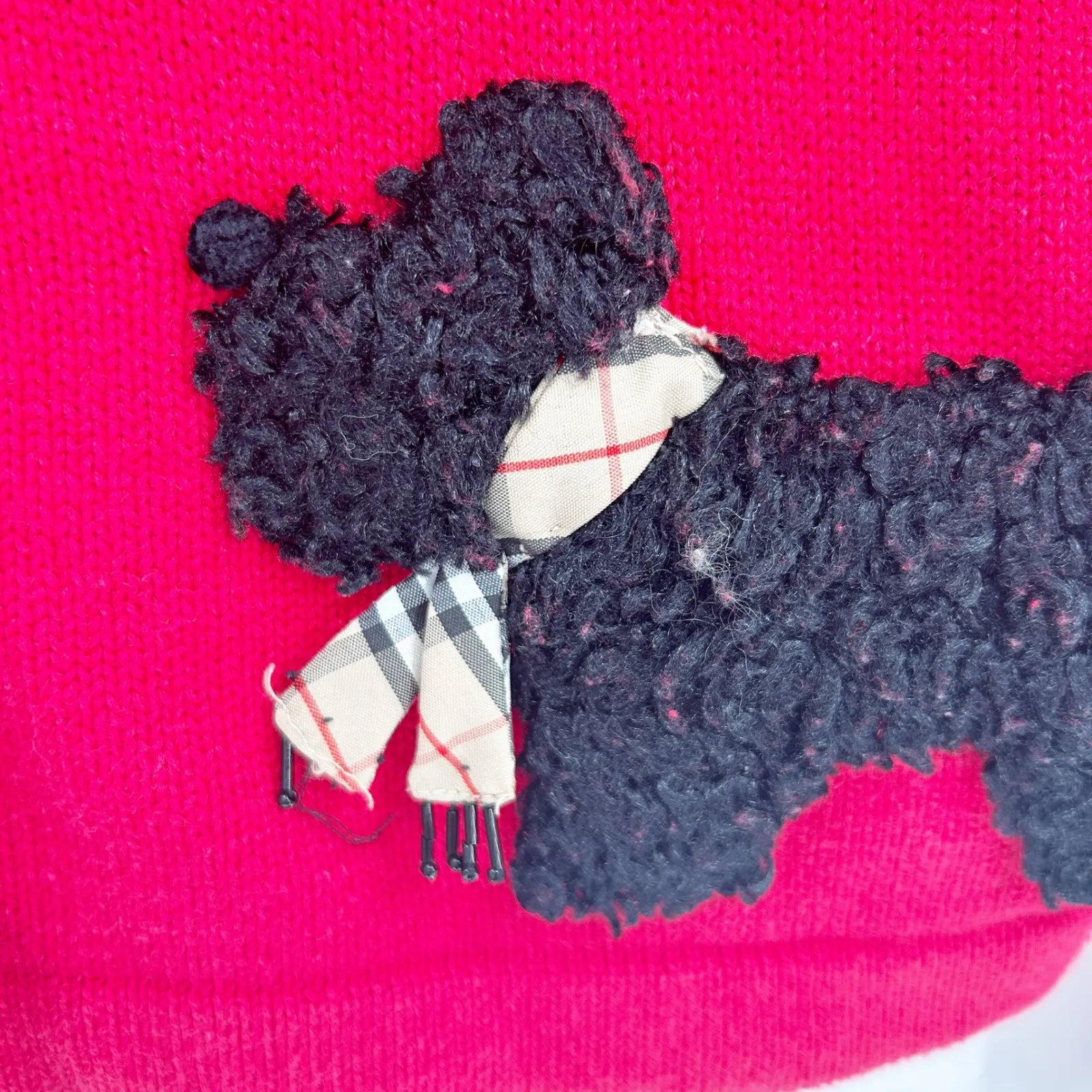 Jack B Quick Vintage Scottie Dog Bone Embroidered Novelty Cardigan Sweater XL Red - Image 6