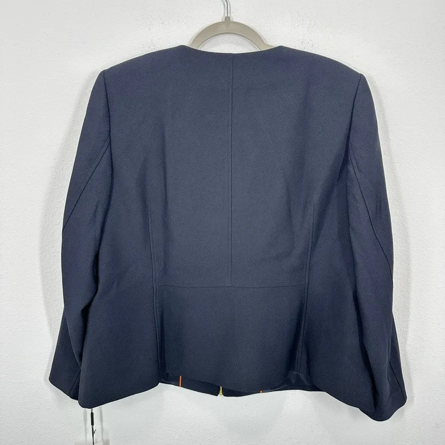 Calvin Klein Women's Navy Blue Collarless Suit Blazer Size 16W NWT Office Career - Image 9
