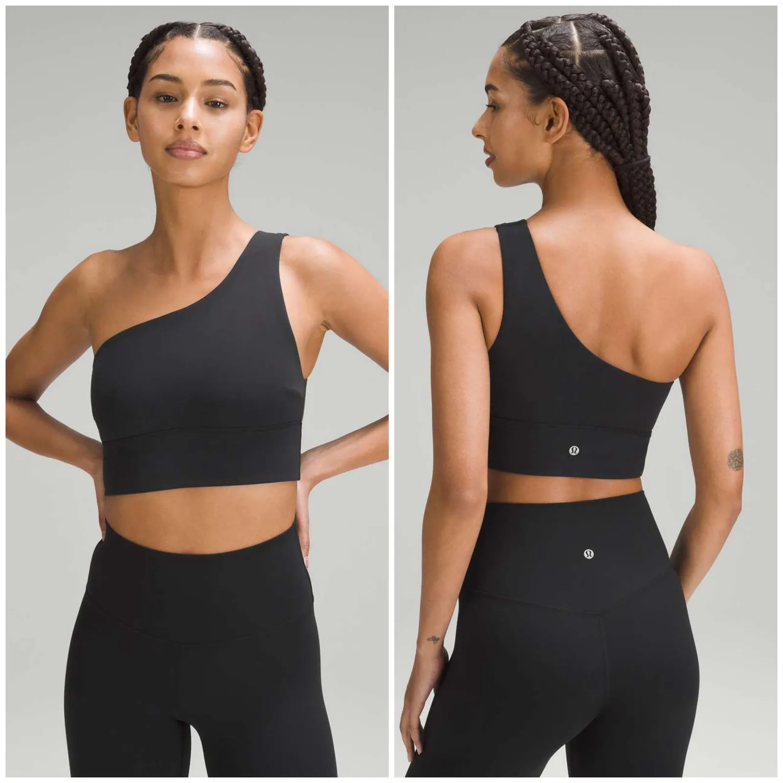 Lululemon Align Asymmetrical Bra Black Light Support Size 14 C/D Cup Nulu - Image 2