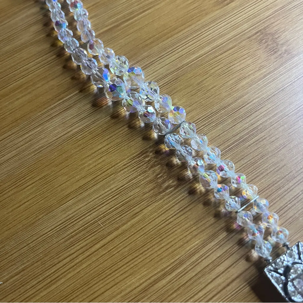 Vintage Elegant Silver Glass Crystal Bracelet - Image 5