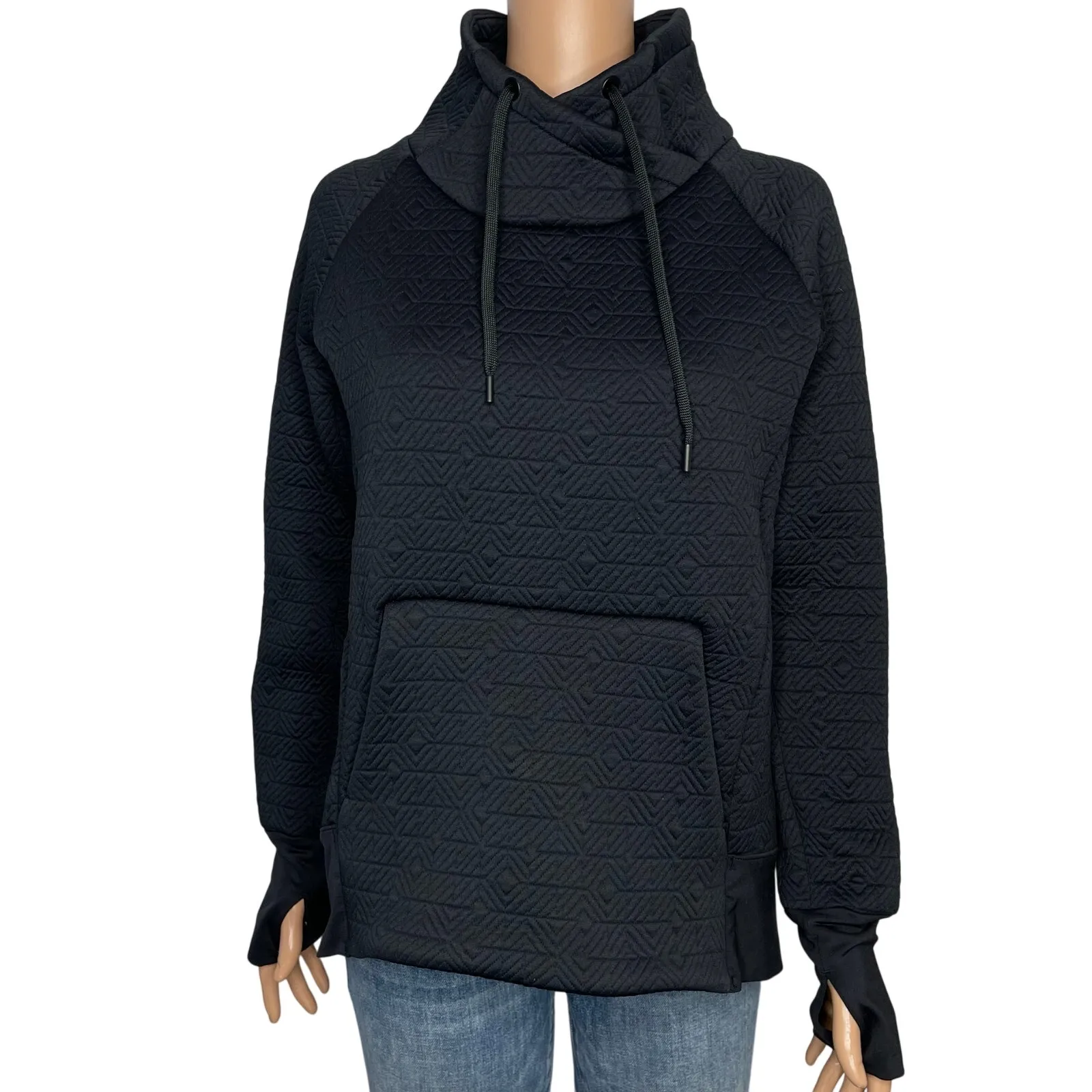 Athleta Jacquard Elevation Quilted Oversized Pullover Size  Small Black - Image 3