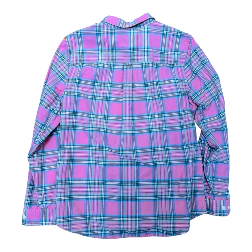 L.L. Bean Vibrant Pink and Blue Button Down Shirt Purple Size M - Image 2