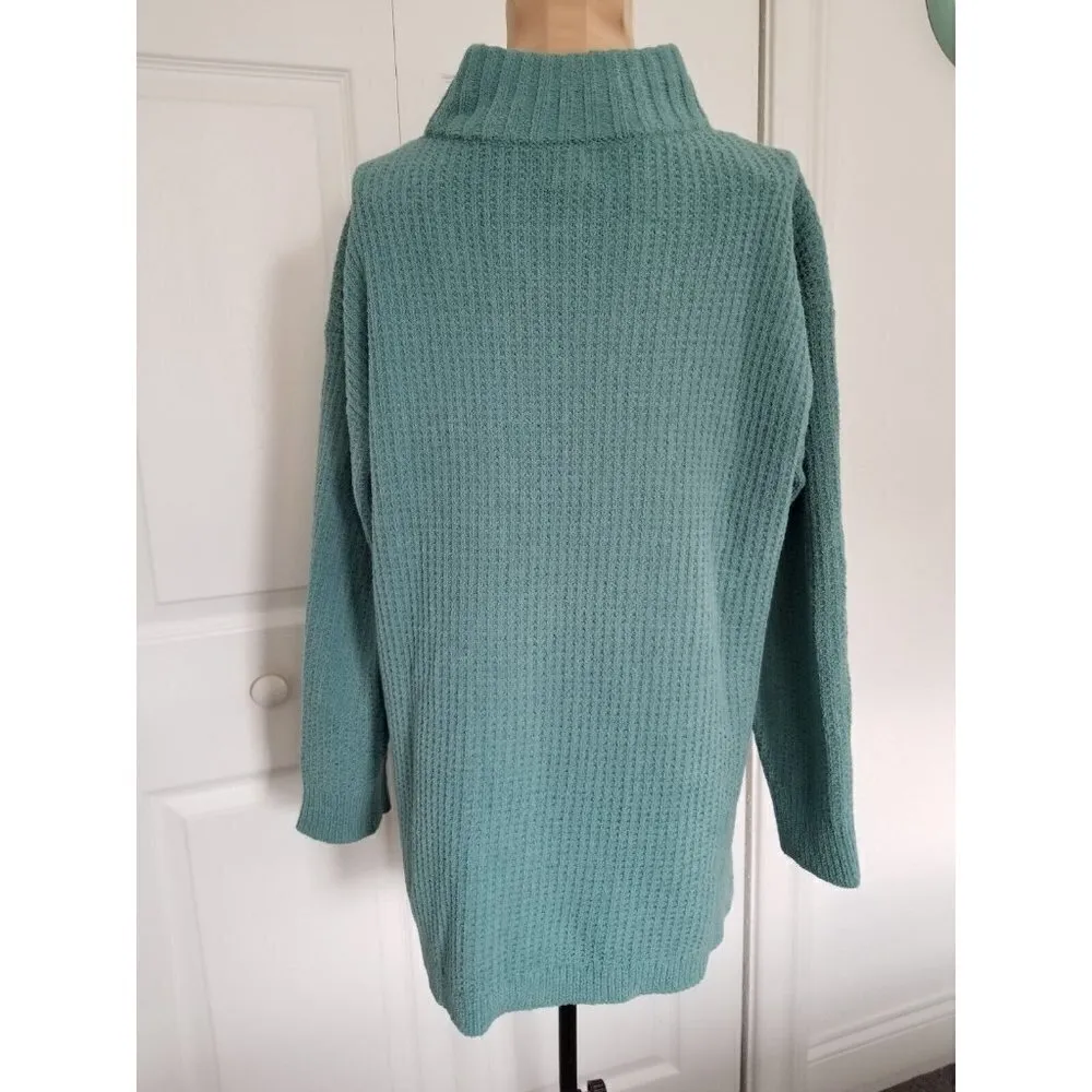 A New Day Mock Neck Waffle Knit Soft Sweater Top Dusty Green Womens Size S - Image 2