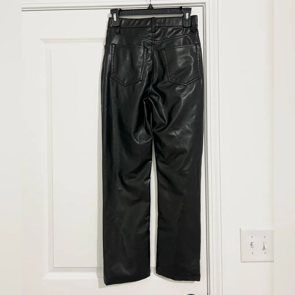 Abercrombie & Fitch Criss-Cross Waistband Vegan Leather 90s Straight Pants - Image 7