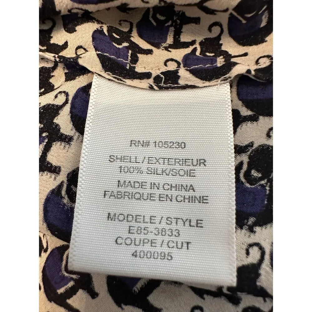 Joie Dawna 100% Silk Coastal Elephant Print Relaxed Scoop Neck Tank Dress Sz M - Image 7