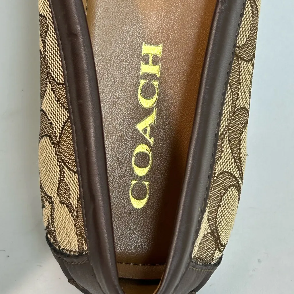 Coach “Olive” Signature Brown Driving Moccasin Loafer, Jacquard Canvas, size 8.5 - Image 5