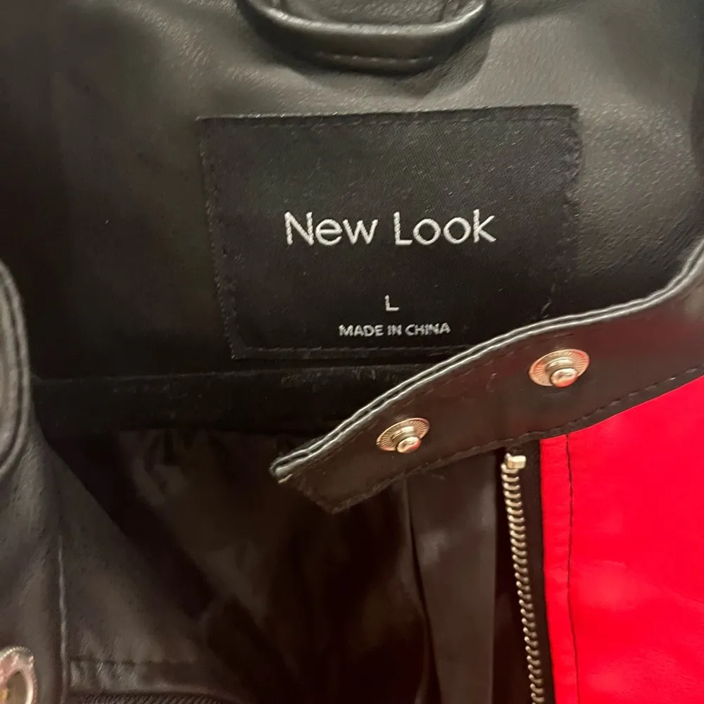 New Look Women's Leather Jacket in Red, Black, and White - Image 2