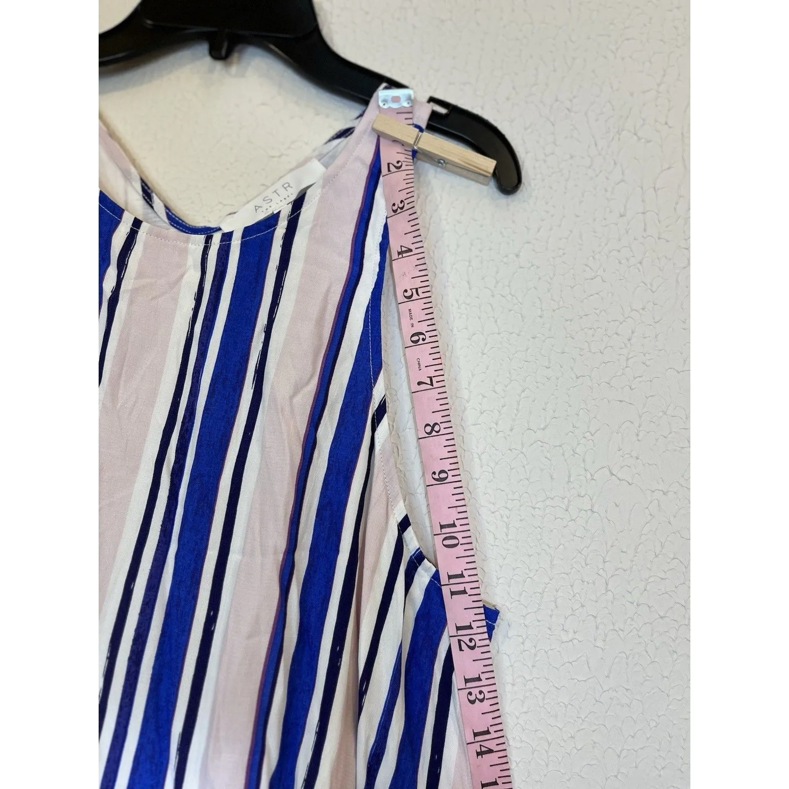 ASTR the Label Dress M Rena Striped Mini Shift Blue Pink Racerback Sleeveless - Image 7