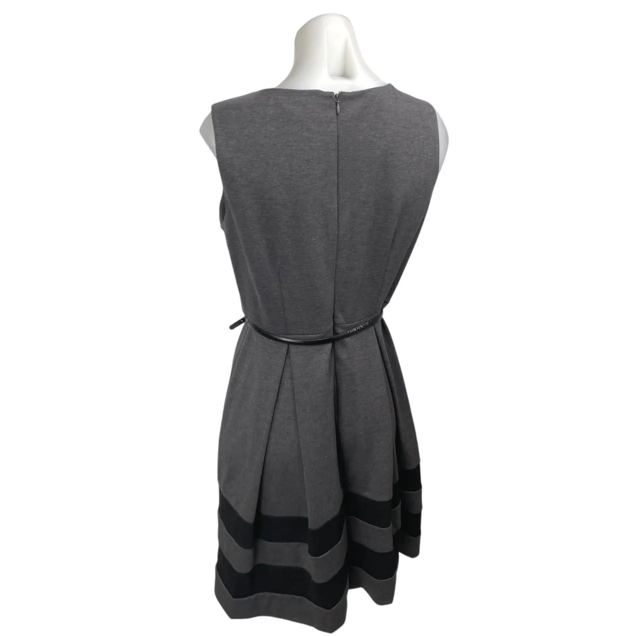 Calvin Klein Gray Sleeveless Belted Zip Mini A-Line Fit & Flare Dress Size 10P - Image 2
