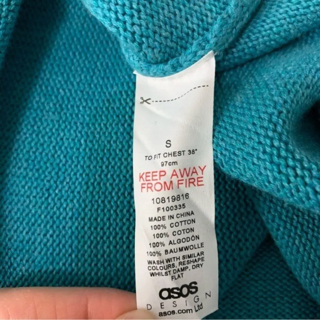 ASOS Design Unisex Teal Crewneck Oversized T Shirt Cotton Casual Retro‎ Small - Image 5