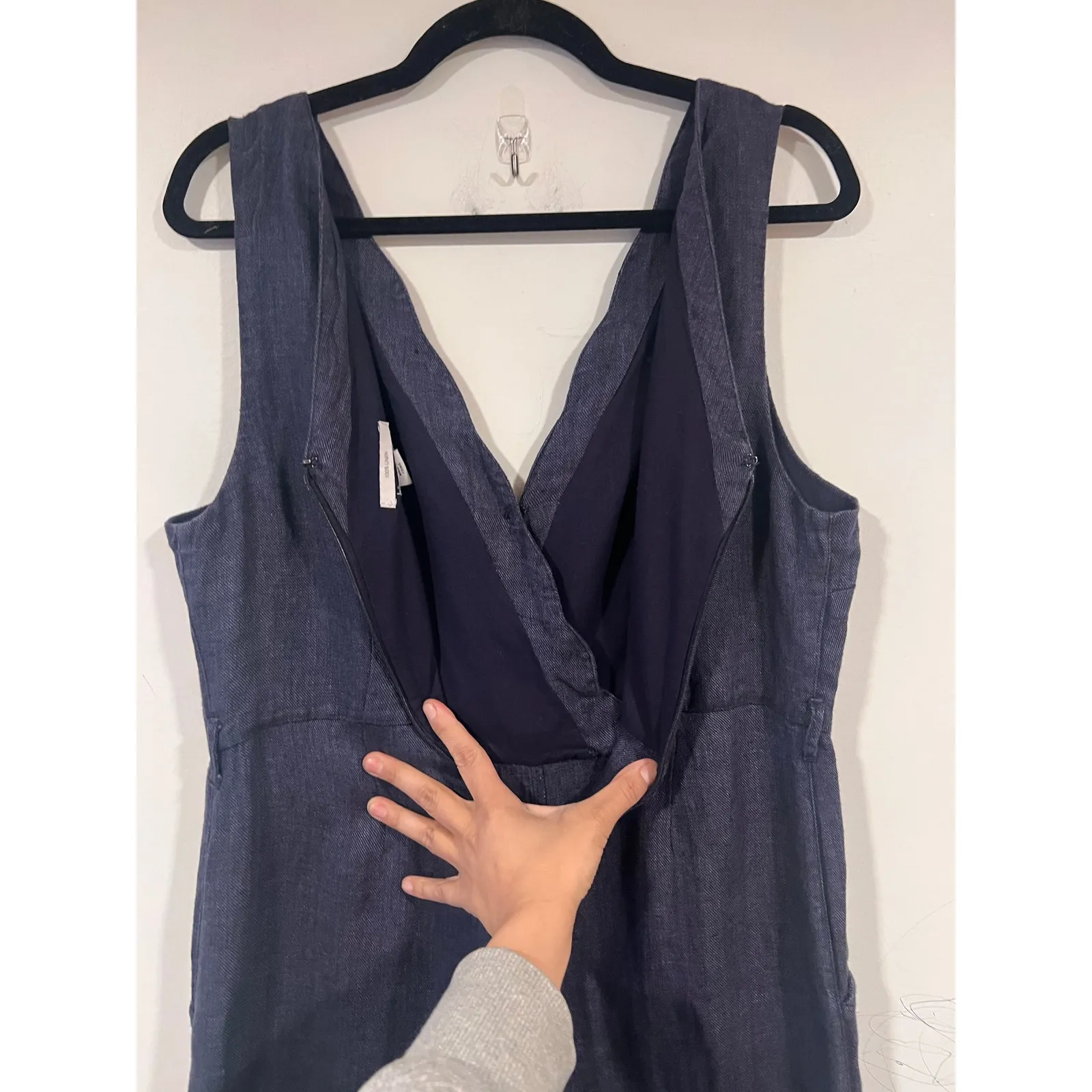 Nicole Miller Minimalist Linen Wideleg Jumpsuit Blue Size 10 no belt - Image 8