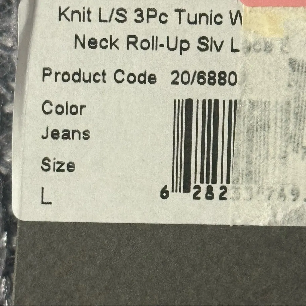 M Made In Italy Sweater Women L Blue Knit Sparkly Sequin V Neck Lace Floral Back Size L - Image 2