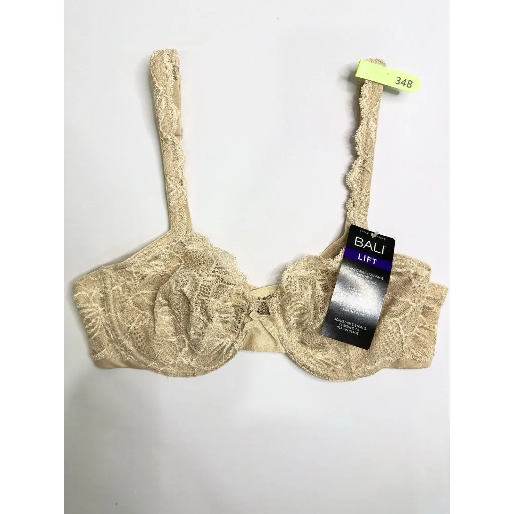 Bali Lift Lace Underwire Bra DF6543 Nude 34B Full Coverage Support NWT - Image 4