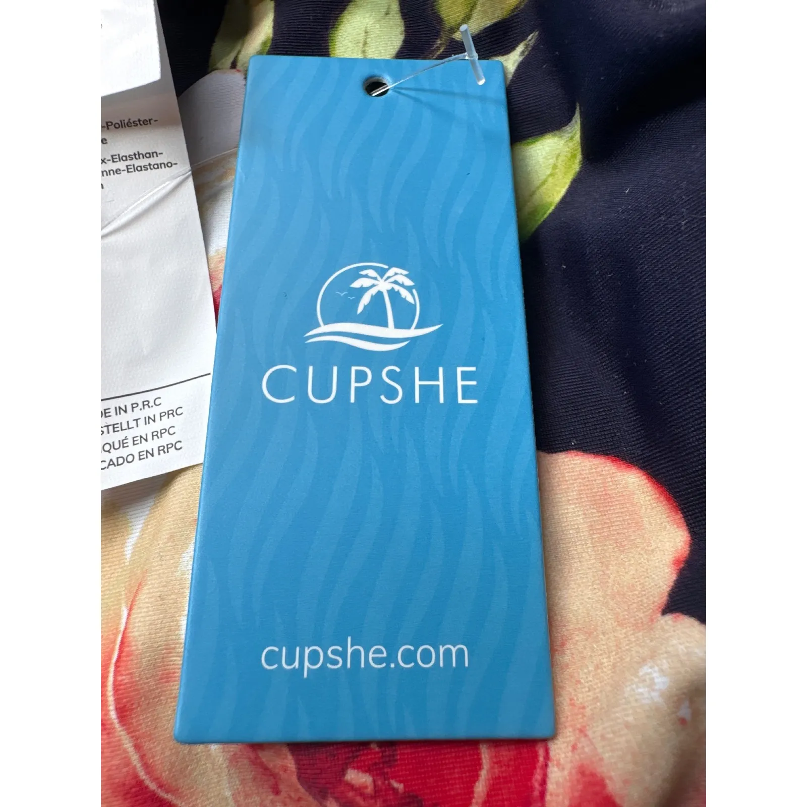 Cupshe M Floral Ruffle One Piece Swimsuit Black Red Peach Beach Pool Vacation‎ - Image 3