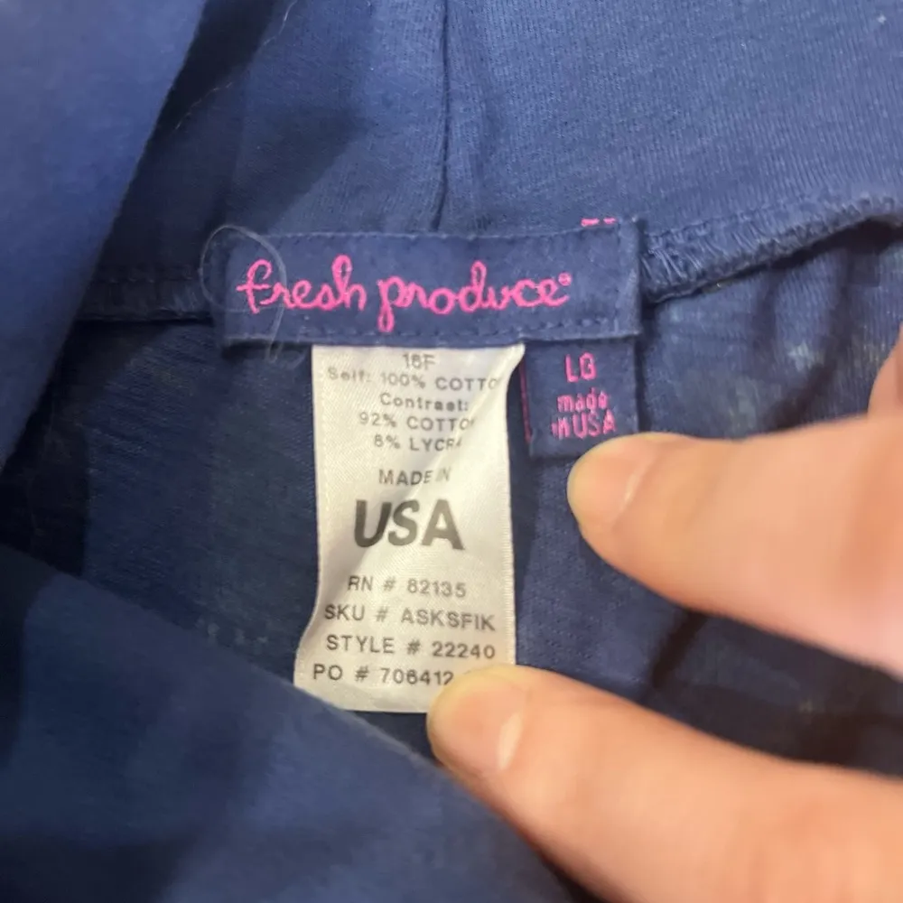 FRESH PRODUCE Blue Ikat Print Cotton Stretch Asymmetrical Maxi Skirt Sz L Boho - Image 4