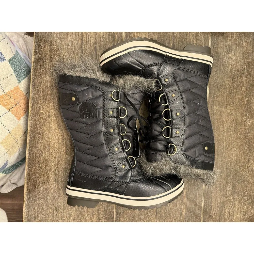 Sorel Womens‎ Tofino II Faux Fur Cuff Waterproof Boot Size 6 Black - Image 3