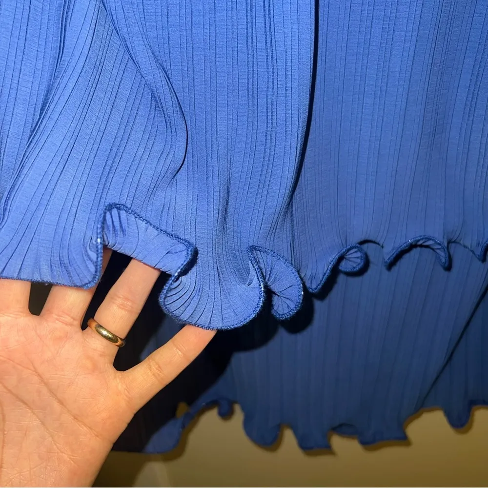 NWT One33 Social Ariel Pleated Tier Halter Mini Dress in Chiffon And Georgette Blue Size 2 - Image 10